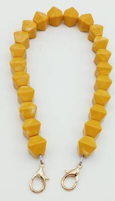 Angel Çanta Aksesuar Akrilik Sekizgen Boncuklu Hardal Renk 50 Cm Çanta Sapı - 1