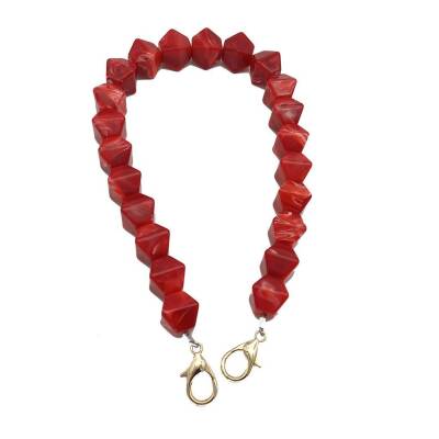 Angel Çanta Aksesuar Akrilik Sekizgen Boncuklu Kırmızı Renk 50 Cm Çanta Sapı - 1