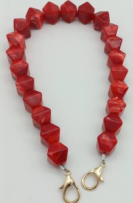 Angel Çanta Aksesuar Akrilik Sekizgen Boncuklu Kırmızı Renk 50 Cm Çanta Sapı - 2