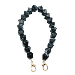 Angel Çanta Aksesuar Akrilik Sekizgen Boncuklu Siyah Renk 50 Cm Çanta Sapı - Angel Çanta Aksesuar