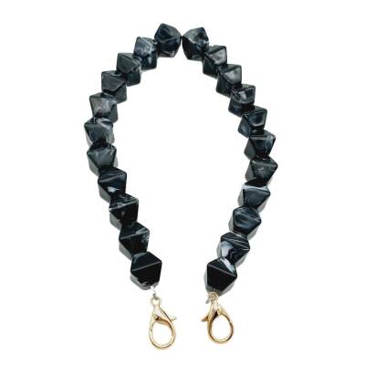 Angel Çanta Aksesuar Akrilik Sekizgen Boncuklu Siyah Renk 50 Cm Çanta Sapı - 1