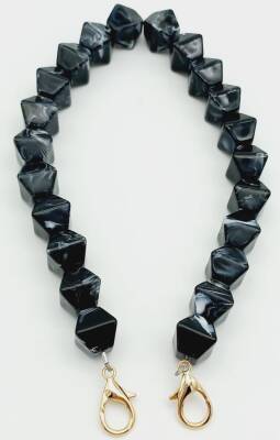 Angel Çanta Aksesuar Akrilik Sekizgen Boncuklu Siyah Renk 50 Cm Çanta Sapı - 2