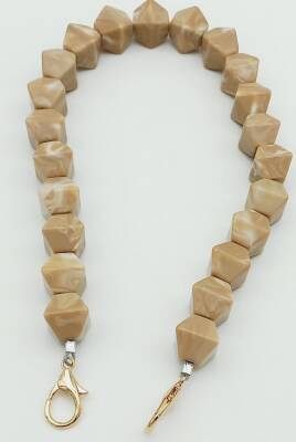 Angel Çanta Aksesuar Akrilik Sekizgen Boncuklu Vizon Renk 50 Cm Çanta Sapı - 1