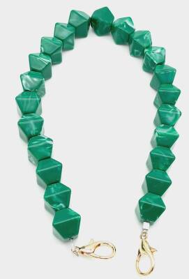 Angel Çanta Aksesuar Akrilik Sekizgen Boncuklu Yeşil Renk 50 Cm Çanta Sapı - 1