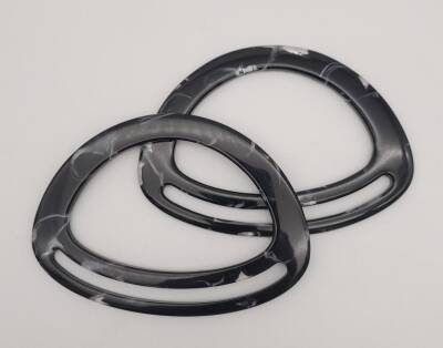 Angel Çanta Aksesuar Akrilik Siyah Renk Mermer Desen Çanta Tutma Sapı - 1