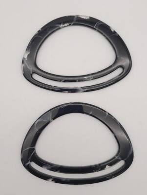 Angel Çanta Aksesuar Akrilik Siyah Renk Mermer Desen Çanta Tutma Sapı - 2