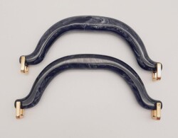 Angel Çanta Aksesuar Akrilik Siyah Renk Mermer Desen Light Gold Halkalı Çanta Tutma Sapı - Angel Çanta Aksesuar