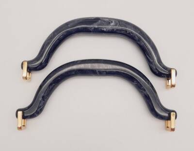 Angel Çanta Aksesuar Akrilik Siyah Renk Mermer Desen Light Gold Halkalı Çanta Tutma Sapı - 1