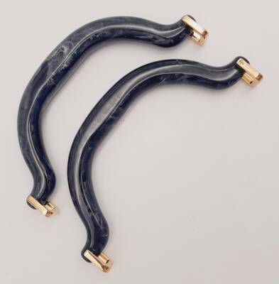 Angel Çanta Aksesuar Akrilik Siyah Renk Mermer Desen Light Gold Halkalı Çanta Tutma Sapı - 2