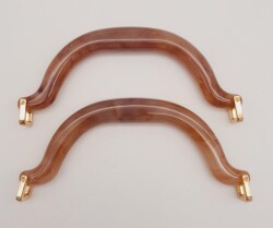 Angel Çanta Aksesuar Akrilik Sütlü Kahve Renk Mermer Desen Light Gold Halkalı Çanta Tutma Sapı - Angel Çanta Aksesuar