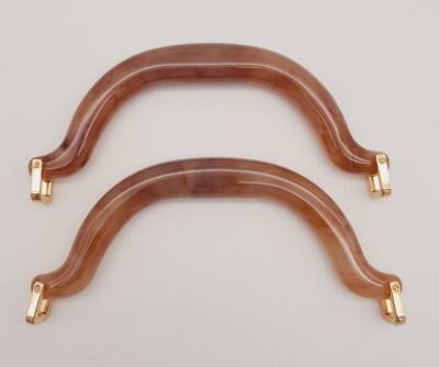 Angel Çanta Aksesuar Akrilik Sütlü Kahve Renk Mermer Desen Light Gold Halkalı Çanta Tutma Sapı - 1