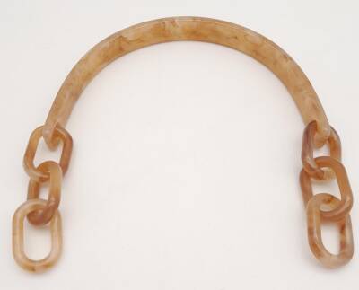 Angel Çanta Aksesuar Akrilik Sütlü Kahve Renk Mermer Desen Zincirli Çanta Tutma Sapı - 2