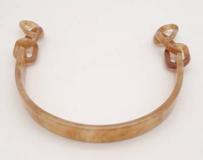 Angel Çanta Aksesuar Akrilik Sütlü Kahve Renk Mermer Desen Zincirli Çanta Tutma Sapı - 4