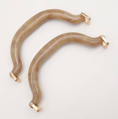 Angel Çanta Aksesuar Akrilik Vizon Renk Mermer Desen Light Gold Halkalı Çanta Tutma Sapı - 2