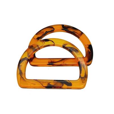 Angel Çanta Aksesuar D Model Leopar Desen Kehribar Renk Akrilik Çanta Sapı - 1