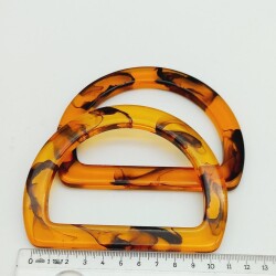 Angel Çanta Aksesuar D Model Leopar Desen Kehribar Renk Akrilik Çanta Sapı - 2