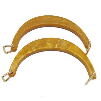 Angel Çanta Aksesuar Halkalı Hardal Akrilik Mermer Desen Çanta Sapı - 1