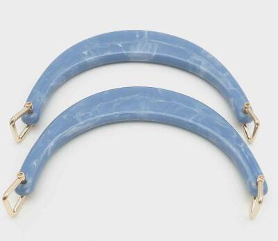 Angel Çanta Aksesuar Halkalı Mavi Renk Mermer Desen Akrilik Çanta Sapı - 1