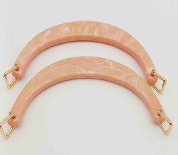 Angel Çanta Aksesuar Halkalı Pudra Renk Mermer Desen Akrilik Çanta Sapı - Angel Çanta Aksesuar