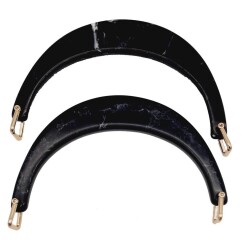 Angel Çanta Aksesuar Halkalı Siyah Akrilik Mermer Desen Çanta Sapı - Angel Çanta Aksesuar