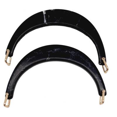 Angel Çanta Aksesuar Halkalı Siyah Akrilik Mermer Desen Çanta Sapı - 1