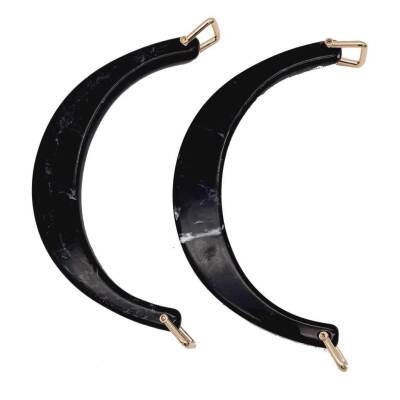 Angel Çanta Aksesuar Halkalı Siyah Akrilik Mermer Desen Çanta Sapı - 2