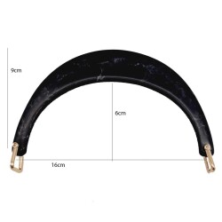 Angel Çanta Aksesuar Halkalı Siyah Akrilik Mermer Desen Çanta Sapı - 3