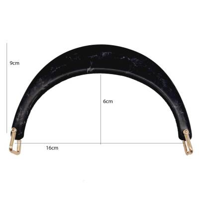 Angel Çanta Aksesuar Halkalı Siyah Akrilik Mermer Desen Çanta Sapı - 3