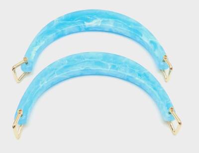 Angel Çanta Aksesuar Halkalı Turkuaz Renk Mermer Desen Akrilik Çanta Sapı - 1