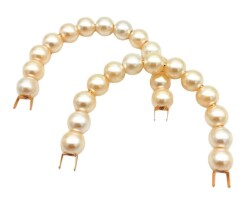 Angel Çanta Aksesuar Kancalı Büyük İncili Çanta Sapı Light Gold Metalli - Angel Çanta Aksesuar