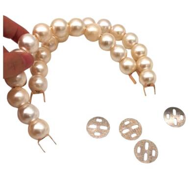 Angel Çanta Aksesuar Kancalı Büyük İncili Çanta Sapı Light Gold Metalli - 2