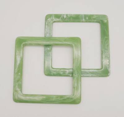 Angel Çanta Aksesuar Kare Akrilik Açık Yeşil Renk Mermer Desen Çanta Sapı - 1