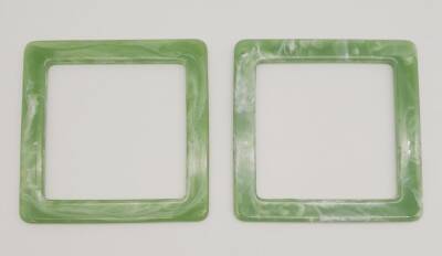 Angel Çanta Aksesuar Kare Akrilik Açık Yeşil Renk Mermer Desen Çanta Sapı - 2