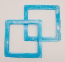 Angel Çanta Aksesuar Kare Akrilik Buz Mavi Renk Mermer Desen Çanta Sapı - Angel Çanta Aksesuar