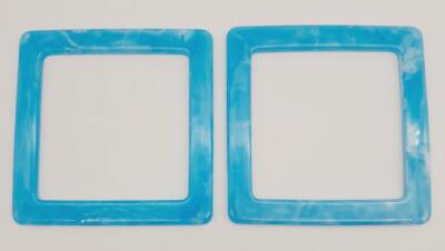 Angel Çanta Aksesuar Kare Akrilik Buz Mavi Renk Mermer Desen Çanta Sapı - 2