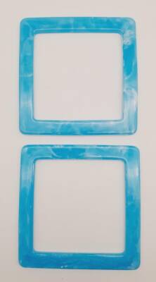 Angel Çanta Aksesuar Kare Akrilik Buz Mavi Renk Mermer Desen Çanta Sapı - 3