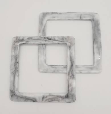 Angel Çanta Aksesuar Kare Akrilik Gri Renk Mermer Desen Çanta Sapı - 1