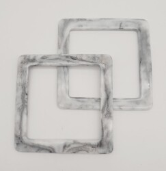 Angel Çanta Aksesuar Kare Akrilik Gri Renk Mermer Desen Çanta Sapı - Angel Çanta Aksesuar