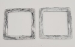 Angel Çanta Aksesuar Kare Akrilik Gri Renk Mermer Desen Çanta Sapı - 2