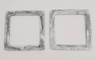 Angel Çanta Aksesuar Kare Akrilik Gri Renk Mermer Desen Çanta Sapı - 2