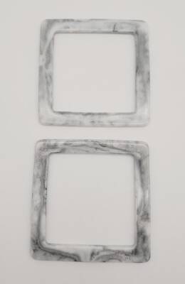 Angel Çanta Aksesuar Kare Akrilik Gri Renk Mermer Desen Çanta Sapı - 3