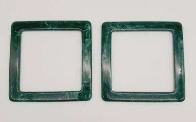 Angel Çanta Aksesuar Kare Akrilik Koyu Yeşil Renk Mermer Desen Çanta Sapı - 2