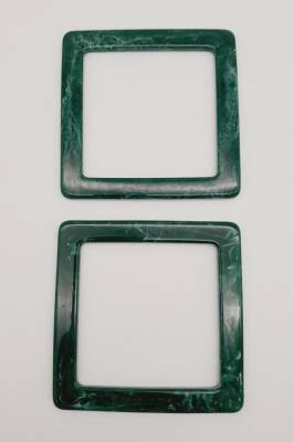 Angel Çanta Aksesuar Kare Akrilik Koyu Yeşil Renk Mermer Desen Çanta Sapı - 3