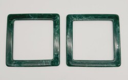 Angel Çanta Aksesuar Kare Akrilik Koyu Yeşil Renk Mermer Desen Çanta Sapı - 2