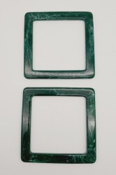 Angel Çanta Aksesuar Kare Akrilik Koyu Yeşil Renk Mermer Desen Çanta Sapı - 3