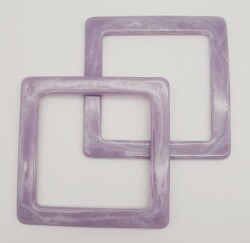 Angel Çanta Aksesuar Kare Akrilik Lila Renk Mermer Desen Çanta Sapı - Angel Çanta Aksesuar