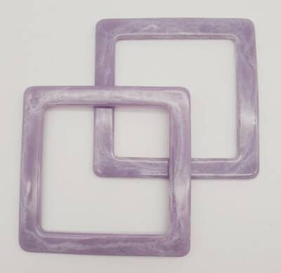 Angel Çanta Aksesuar Kare Akrilik Lila Renk Mermer Desen Çanta Sapı - 1