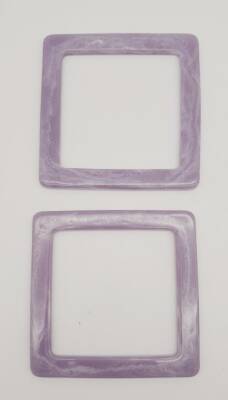 Angel Çanta Aksesuar Kare Akrilik Lila Renk Mermer Desen Çanta Sapı - 3