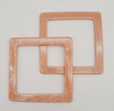 Angel Çanta Aksesuar Kare Akrilik Pudra Renk Mermer Desen Çanta Sapı - 1