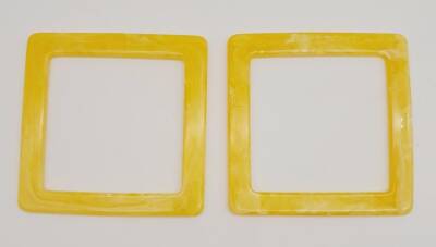 Angel Çanta Aksesuar Kare Akrilik Sarı Renk Mermer Desen Çanta Sapı - 2